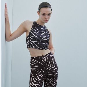 Zara Silk animal print top NWT